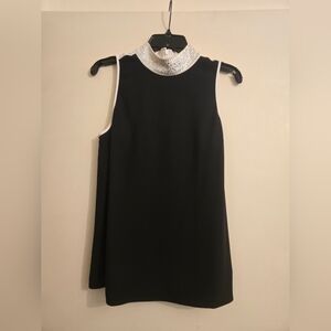 Michael Kors Black Tunic Top with White Collar